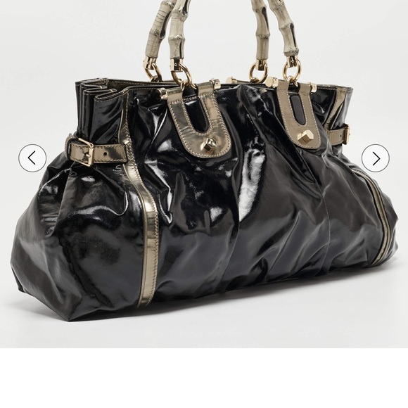 Gucci Black Coated Canvas and Leather Dialux Pop Bamboo Satchel - Picture 2 of 12